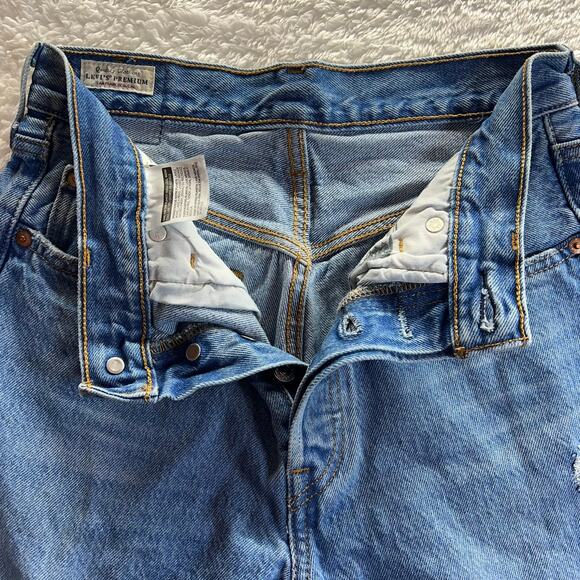 Levi's Premium Women's 501 Original Fit High Rise Straight Leg Jeans 25x30 Blue - Picture 4 of 7